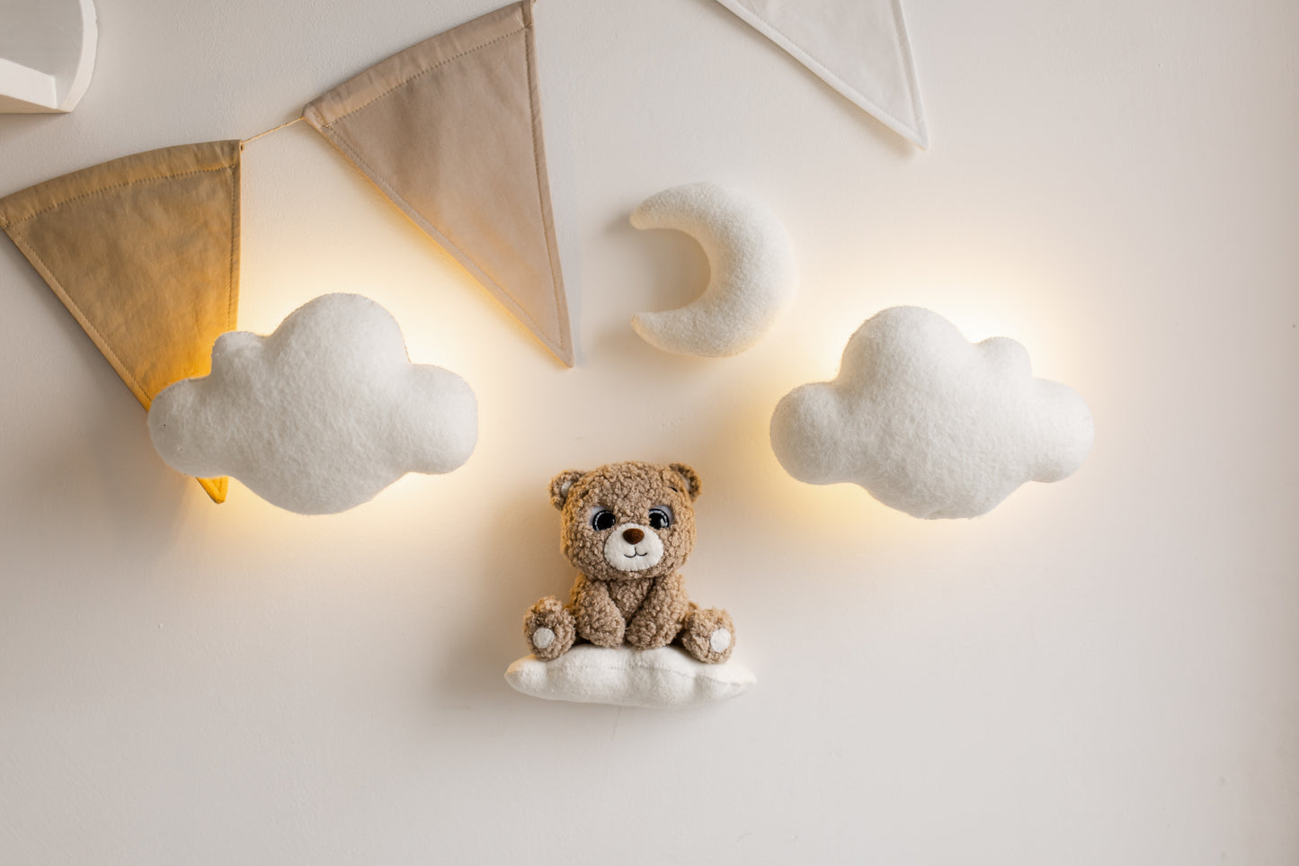 Handmade cute bear wall soft light set for baby’s room
