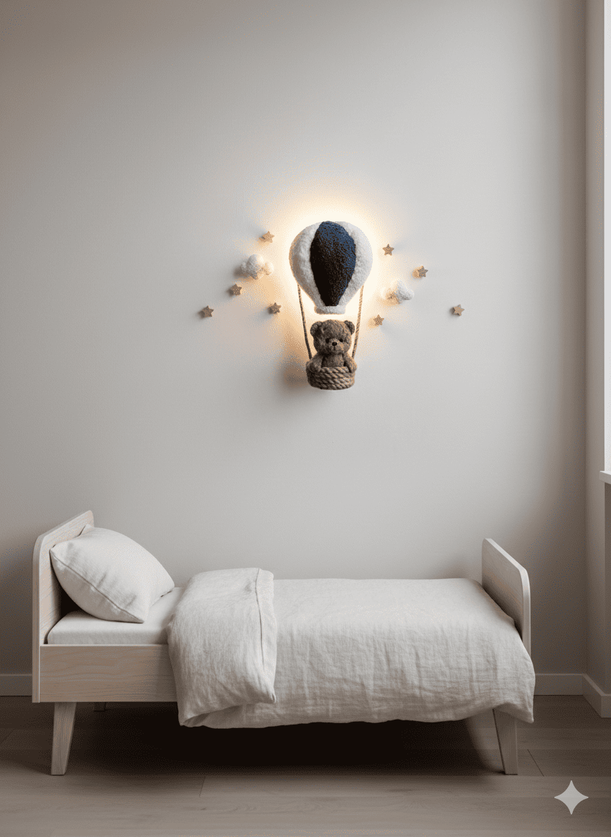 Hot Air Balloon Teddy Bear Wall Night Light.