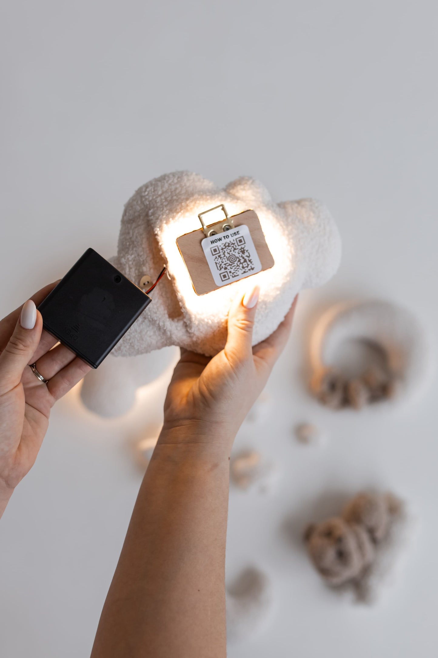 Bouclé Cloud Nursery Wall Lights – 3 Clouds LED Set