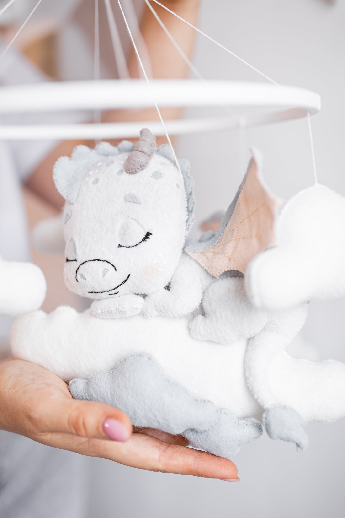 Cute nursery decor dragon baby mobile.