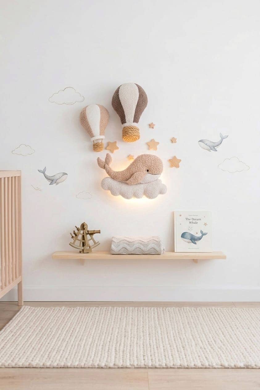 Whale Night Light with Hot Air Balloons