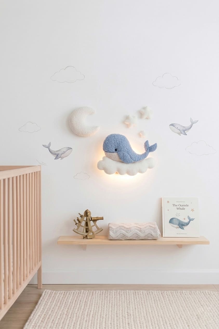Whale Nursery Wall Light, Ocean Nursery Decor