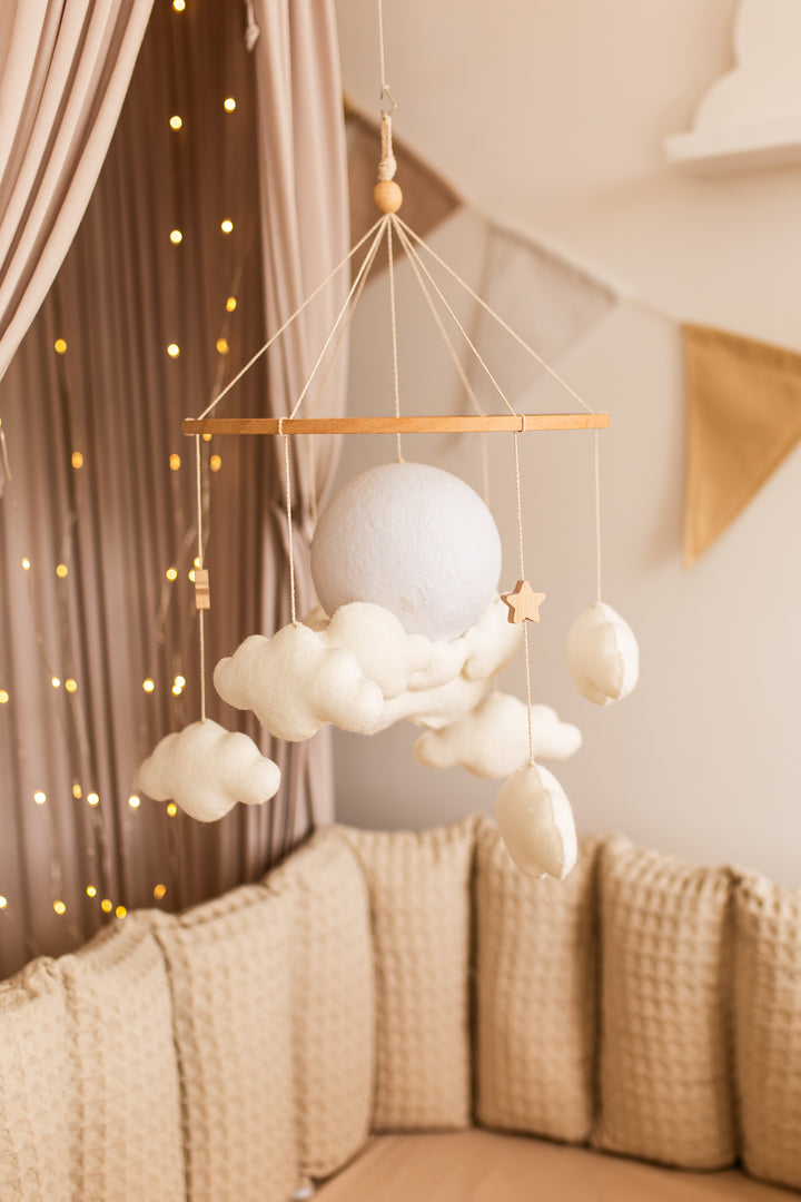 Nursery night light baby crib mobile