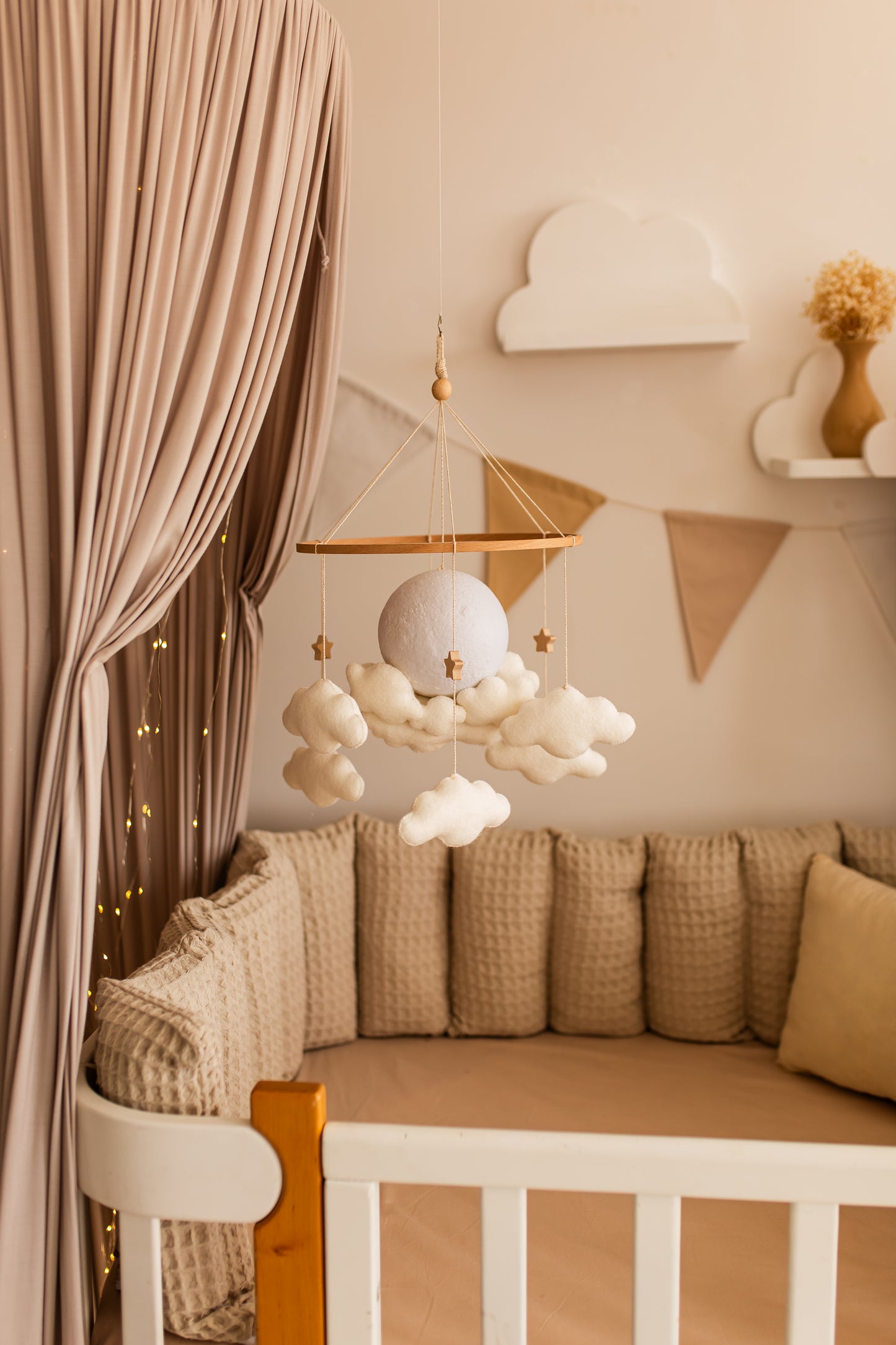 Nursery night light baby crib mobile