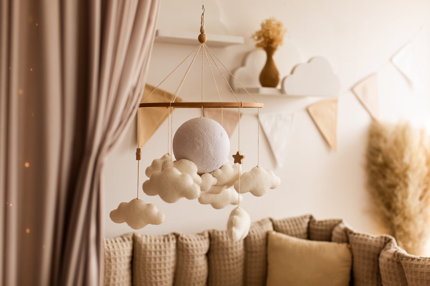 Nursery night light baby crib mobile