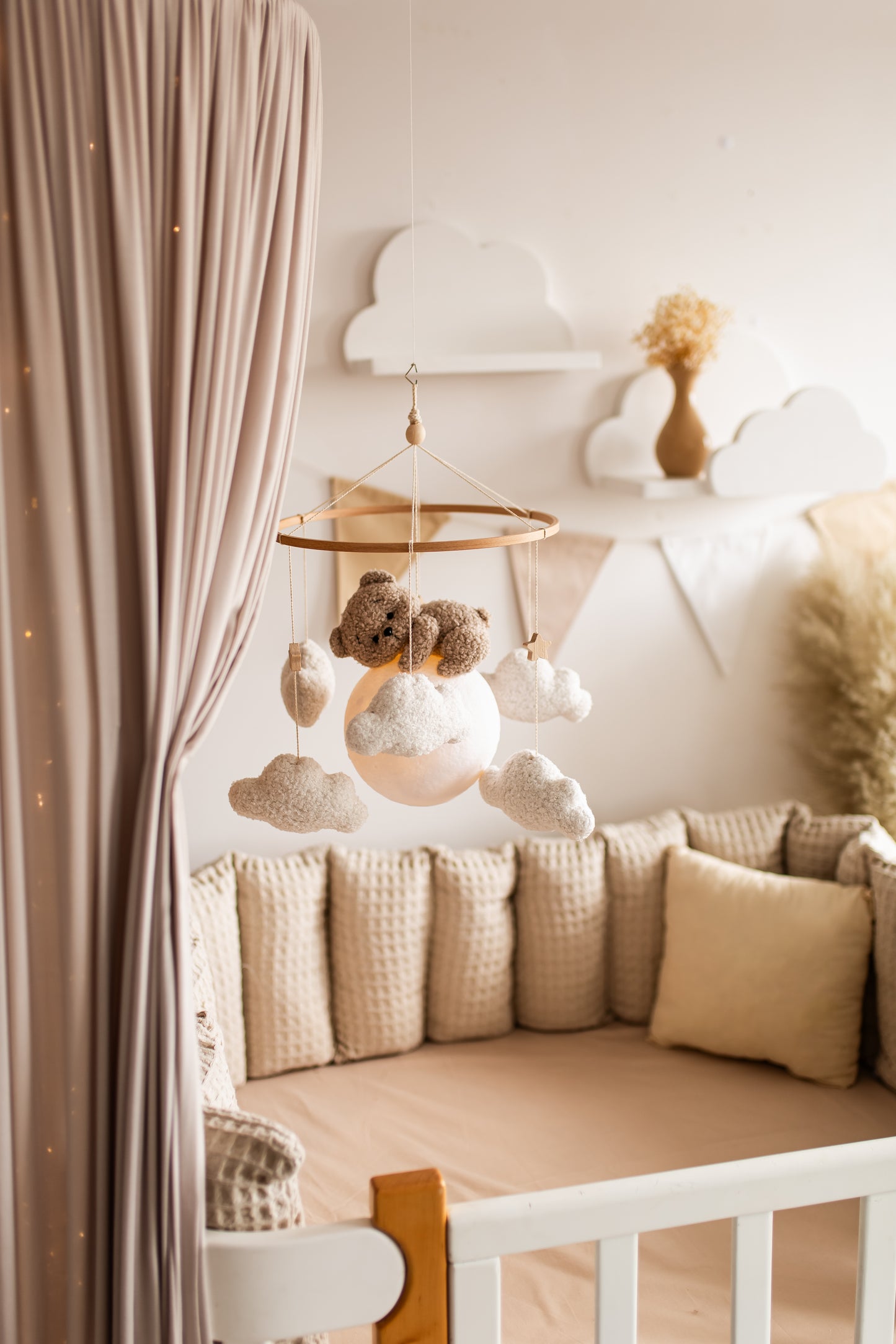 Нічник для дитячої кімнати, ведмедик на місяць, мобільний дитячий ліжечко 