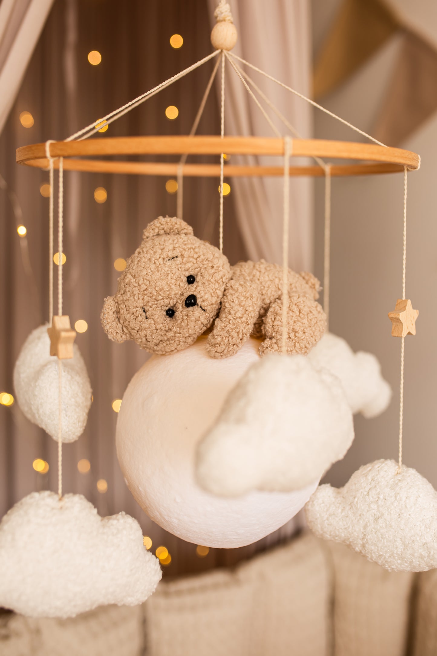 Нічник для дитячої кімнати, ведмедик на місяць, мобільний дитячий ліжечко 