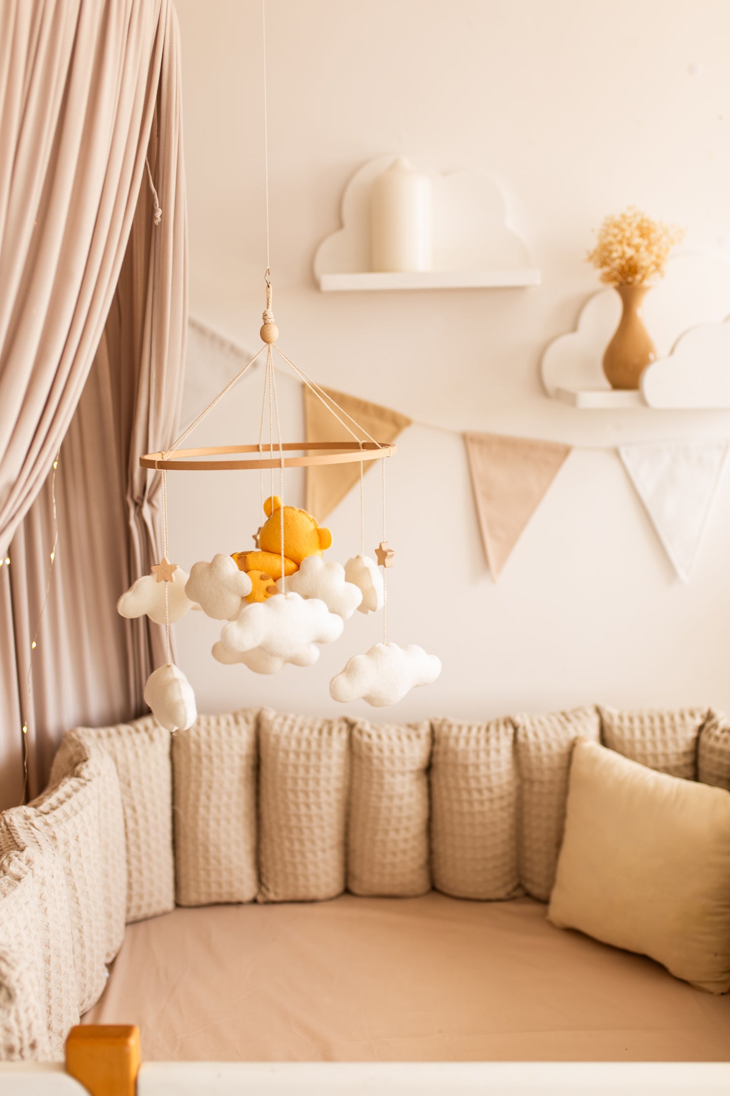 Sleepy Tiger Baby Mobile – Safari Nursery Mobile with Clouds