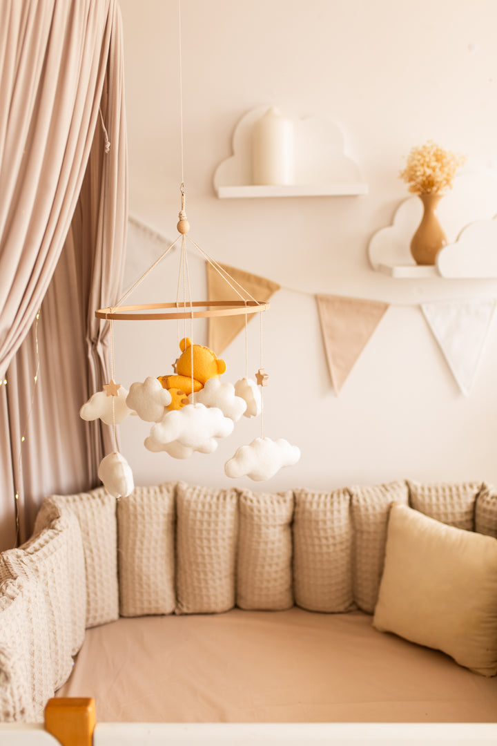Schläfriges Tiger-Baby-Mobile – Safari-Babyzimmer-Mobile mit Wolken