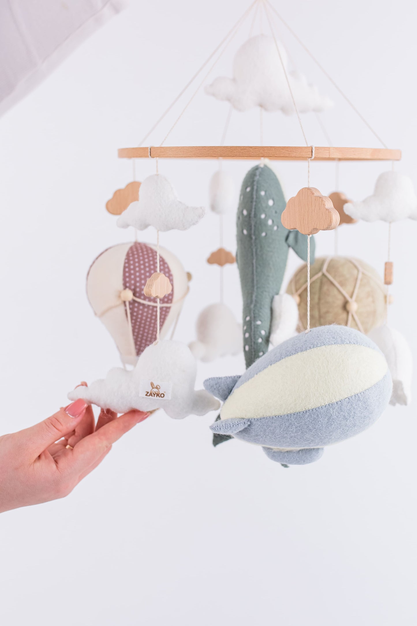 Whale Baby Crib Mobile — Ocean Nursery Hot Air Balloon Mobile