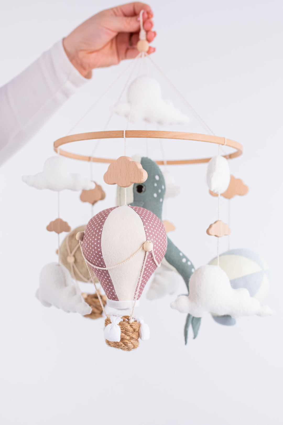 Whale Baby Crib Mobile — Ocean Nursery Hot Air Balloon Mobile