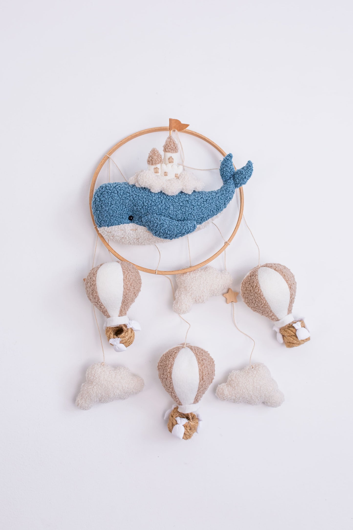 Whale Baby Mobile with Hot Air Balloon Ocean Nursery Crib Mobile