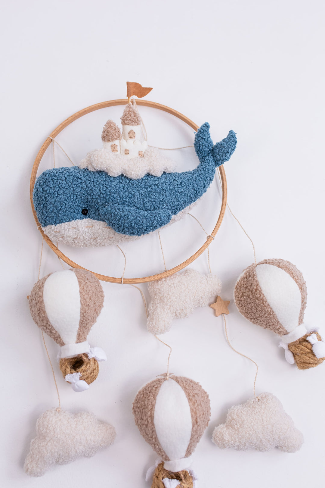 Whale Baby Mobile with Hot Air Balloon Ocean Nursery Crib Mobile