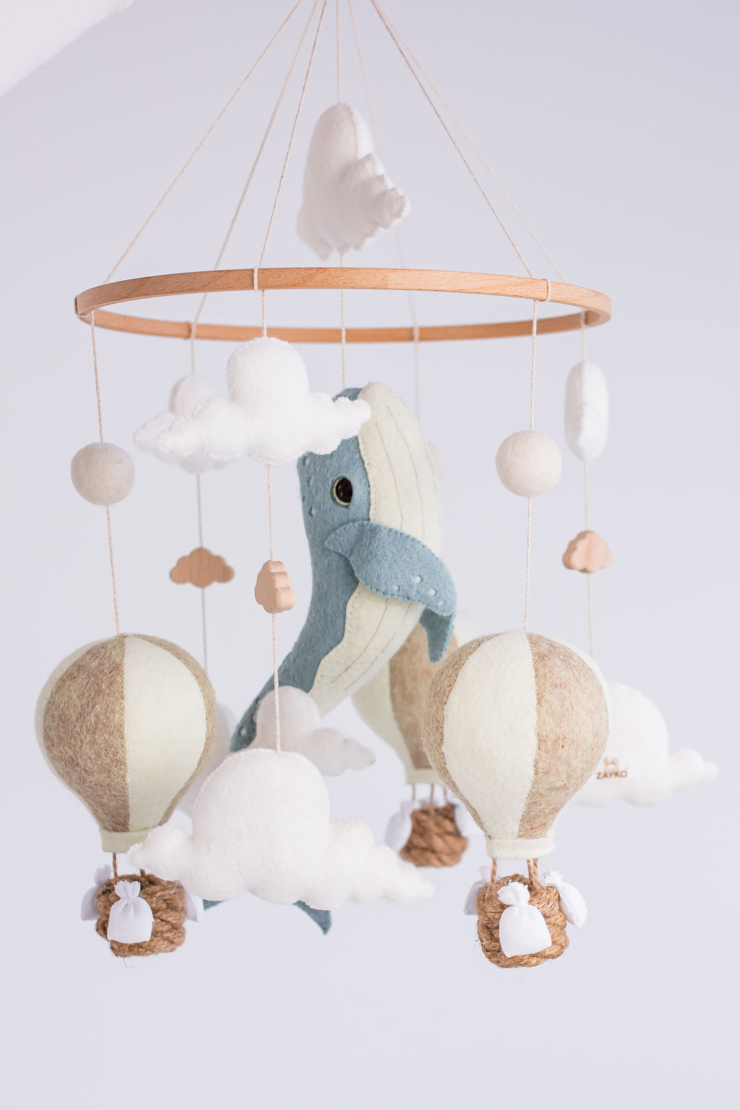 Whale Baby Mobile Night Light Hot Air Balloon Crib Mobile