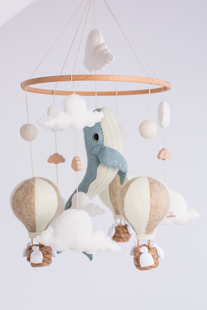Whale Baby Mobile Night Light Hot Air Balloon Crib Mobile