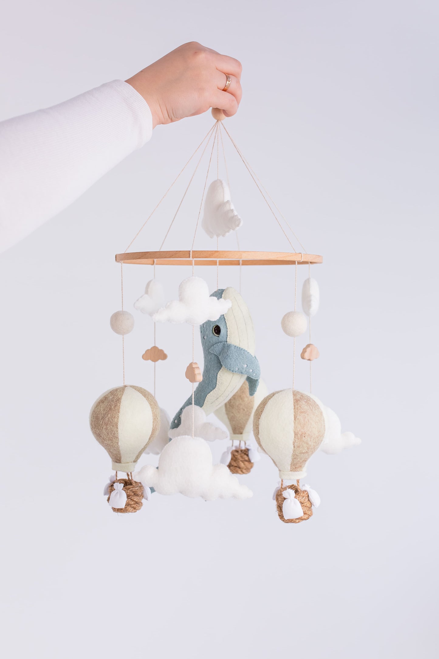 Whale Baby Mobile Night Light Hot Air Balloon Crib Mobile