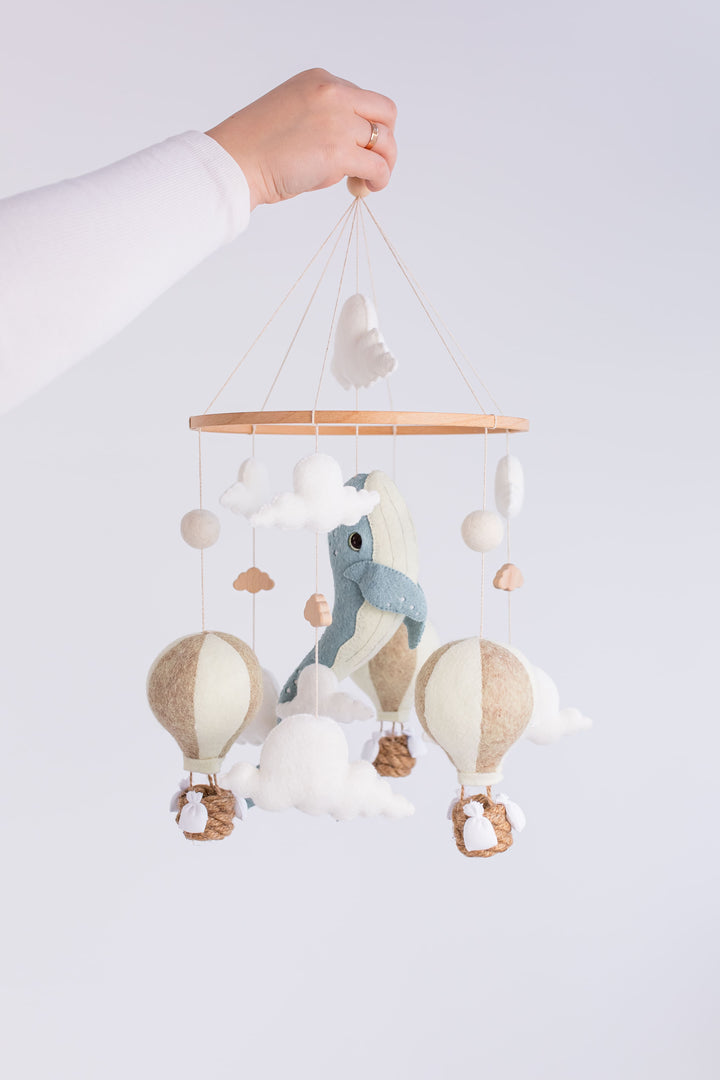 Whale Baby Mobile Night Light Hot Air Balloon Crib Mobile