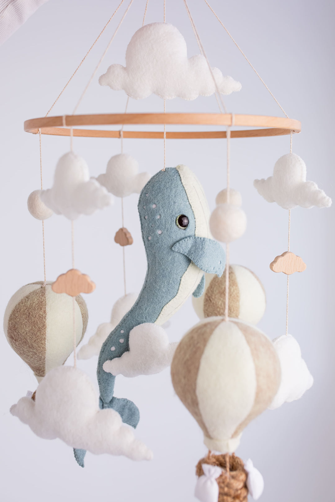 Whale Baby Mobile Night Light Hot Air Balloon Crib Mobile