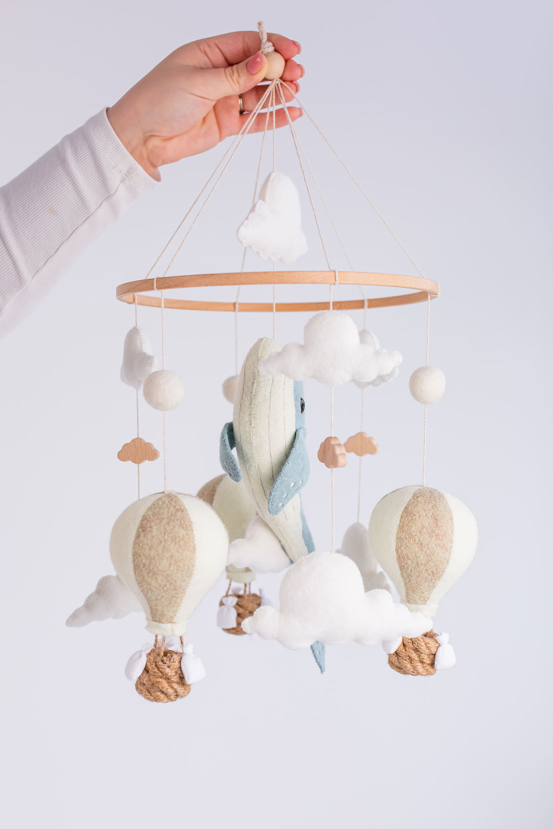 Whale Baby Mobile Night Light Hot Air Balloon Crib Mobile