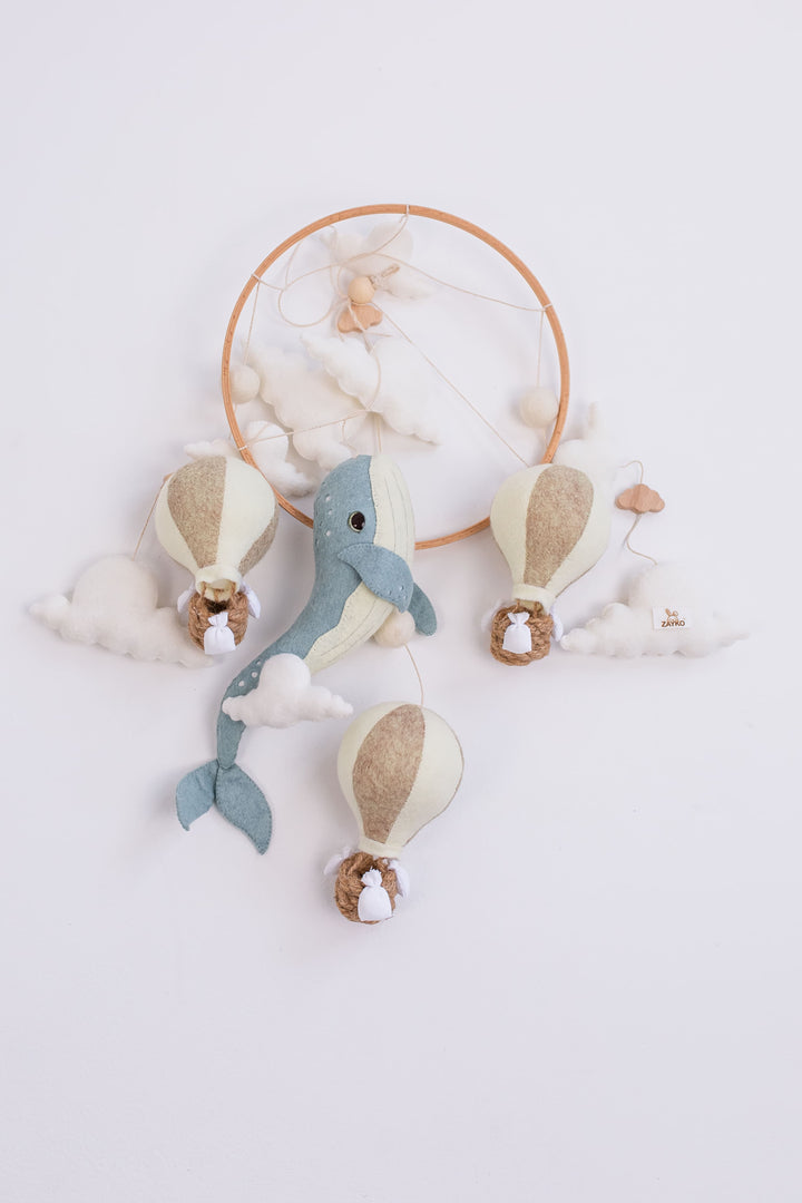 Whale Baby Mobile Night Light Hot Air Balloon Crib Mobile