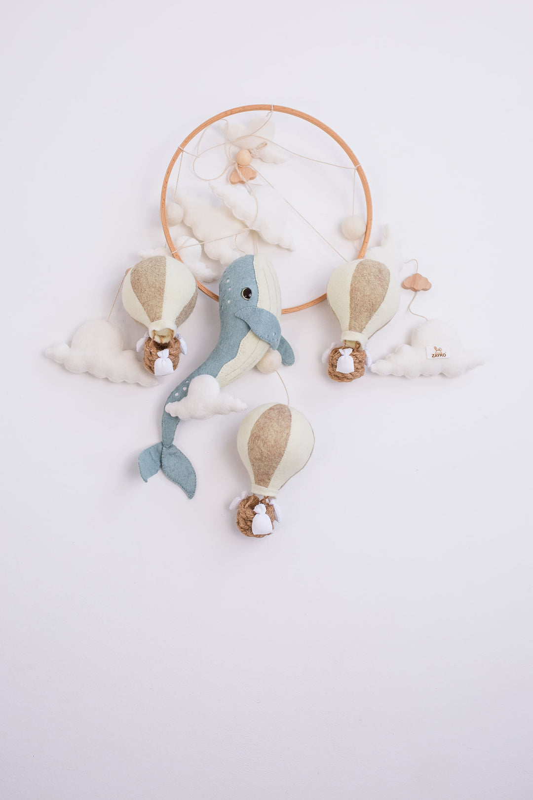 Whale Baby Mobile Night Light Hot Air Balloon Crib Mobile