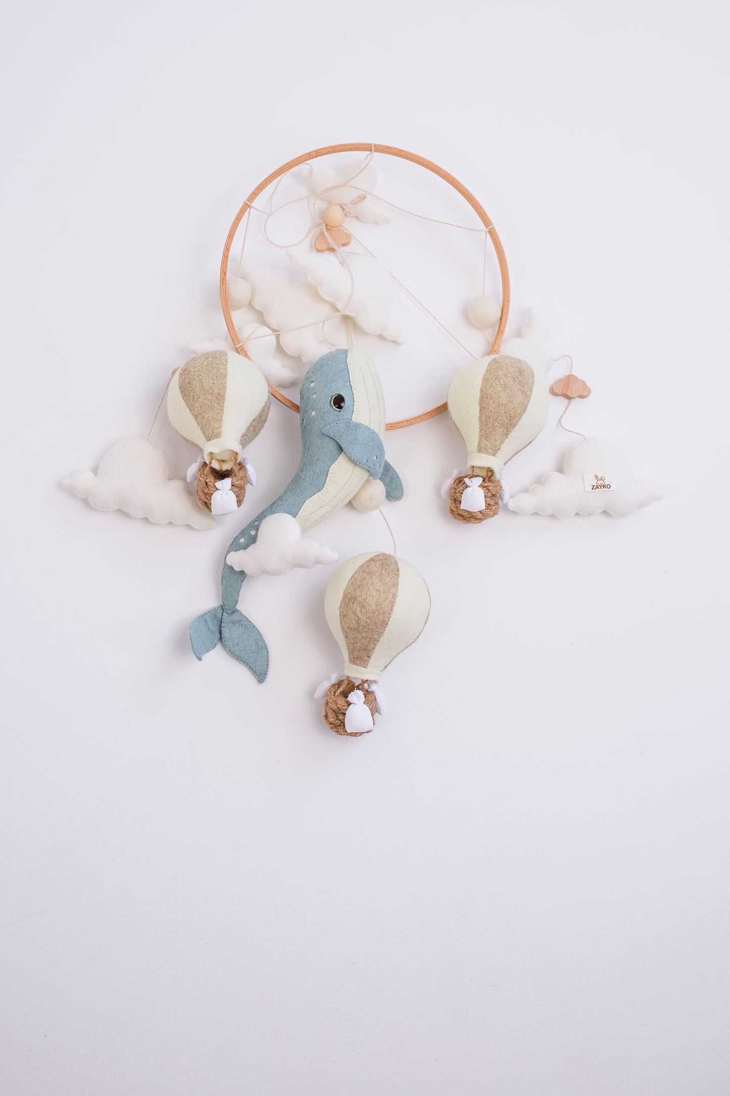 Whale Baby Mobile Night Light Hot Air Balloon Crib Mobile
