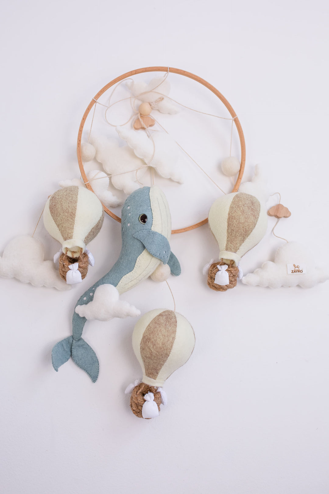 Whale Baby Mobile Night Light Hot Air Balloon Crib Mobile