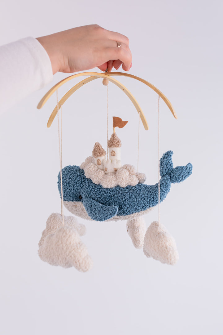Whale Baby Mobile with Castle Ocean Nursery Crib Mobile
