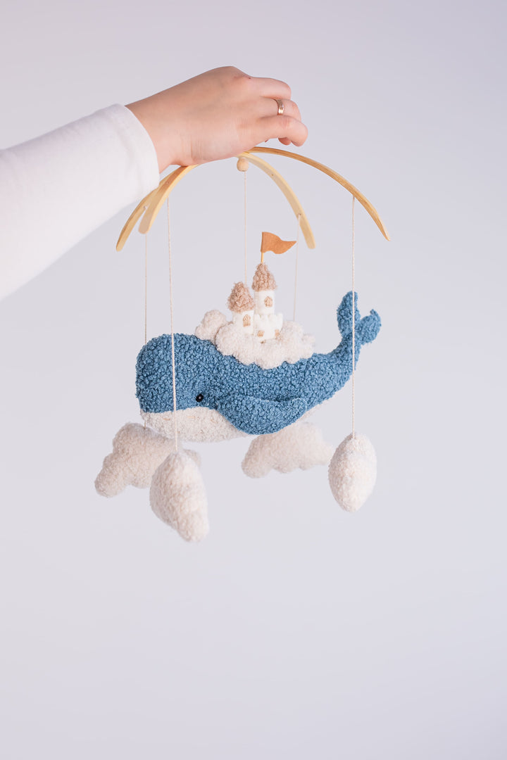Whale Baby Mobile with Castle Ocean Nursery Crib Mobile