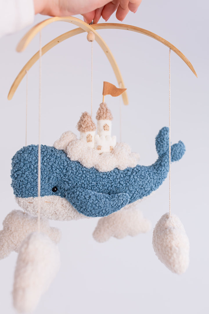 Whale Baby Mobile with Castle Ocean Nursery Crib Mobile