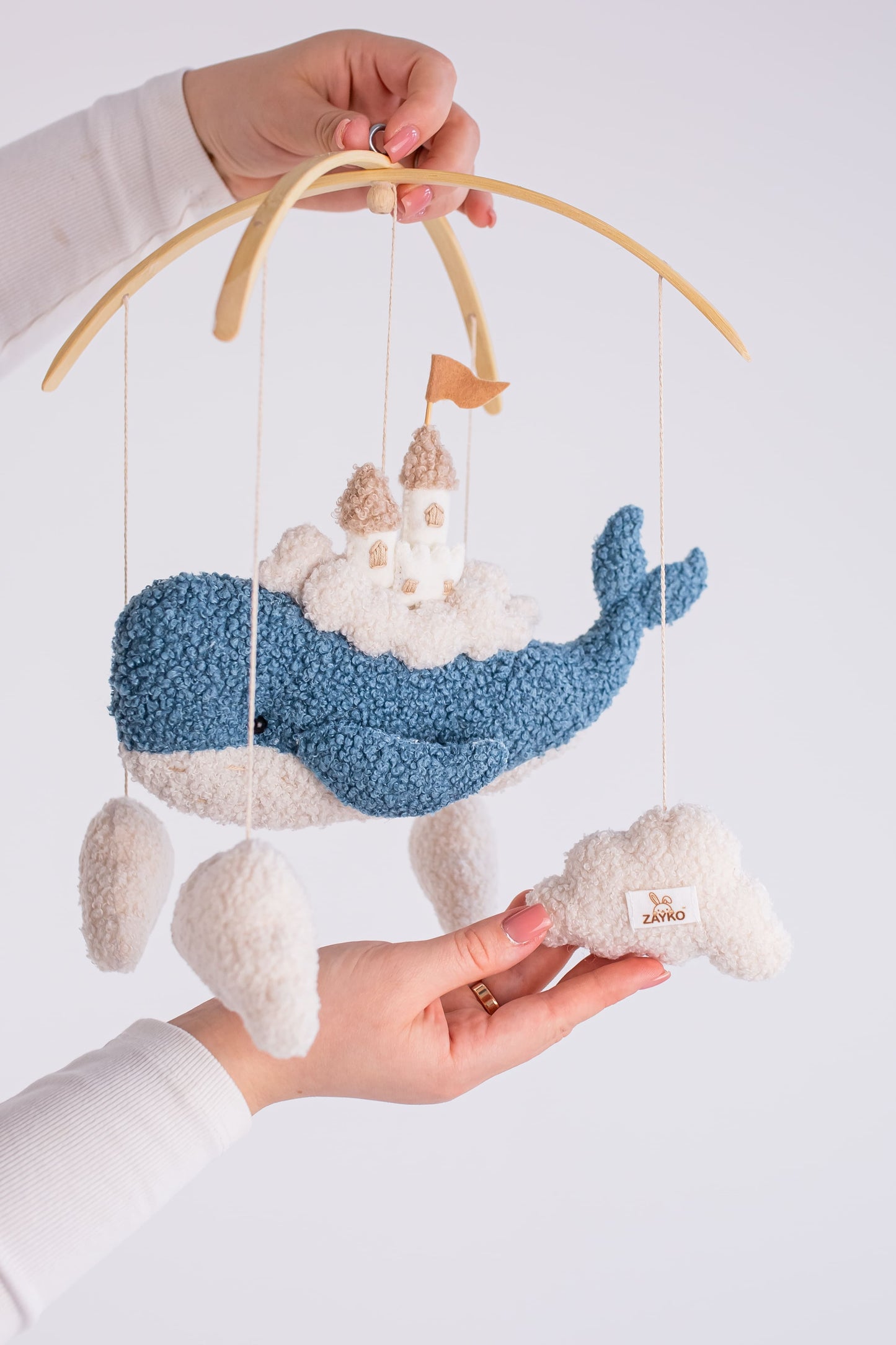 Whale Baby Mobile with Castle Ocean Nursery Crib Mobile