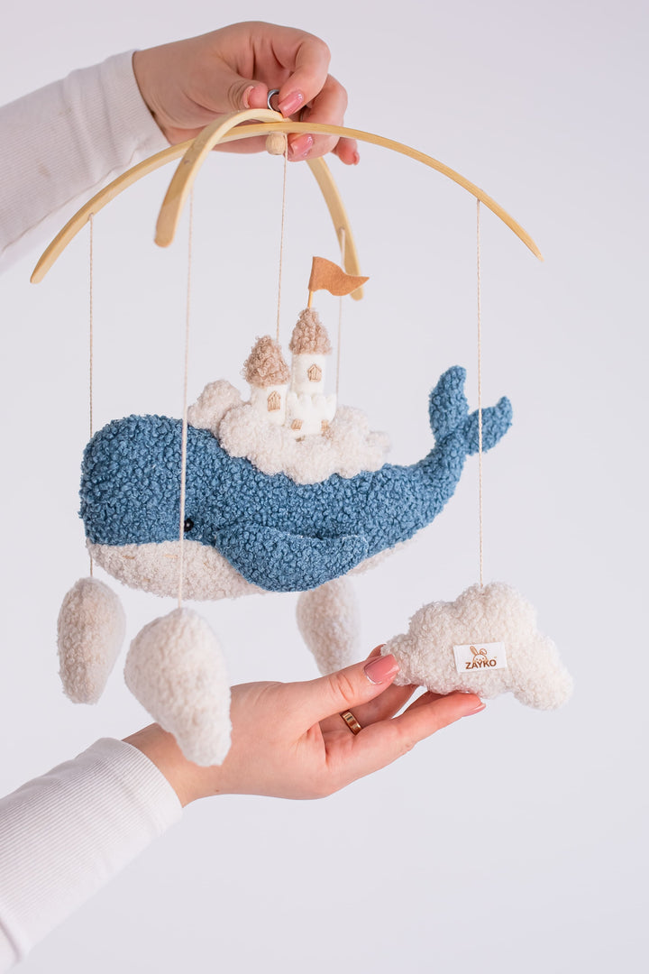 Whale Baby Mobile with Castle Ocean Nursery Crib Mobile