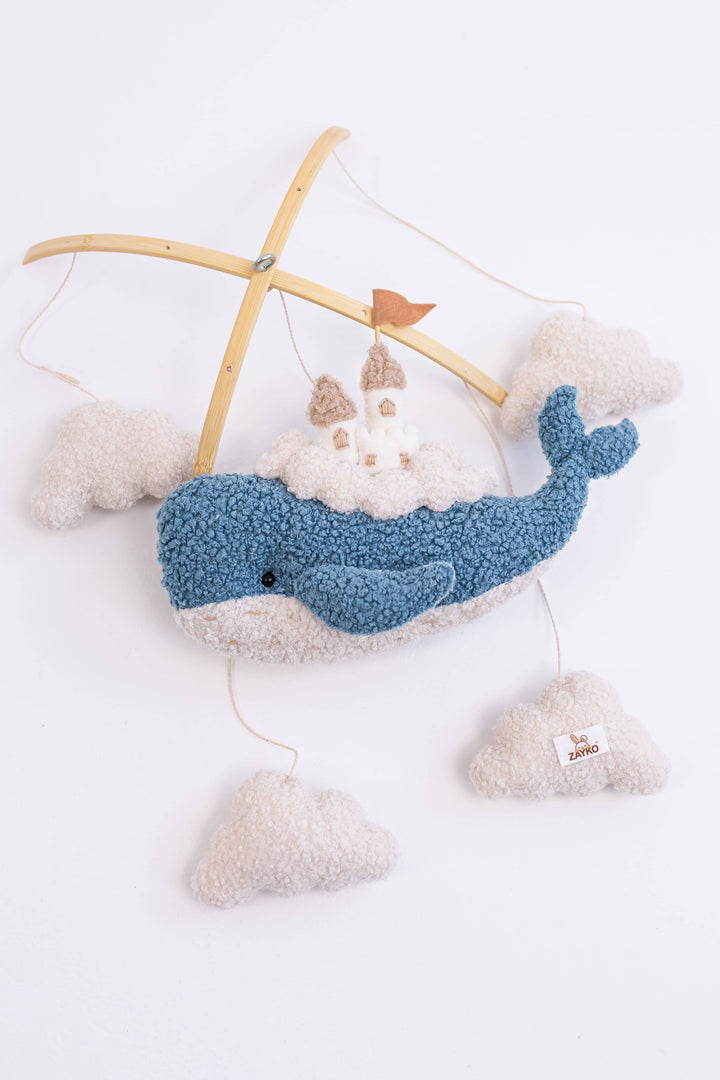 Whale Baby Mobile with Castle Ocean Nursery Crib Mobile
