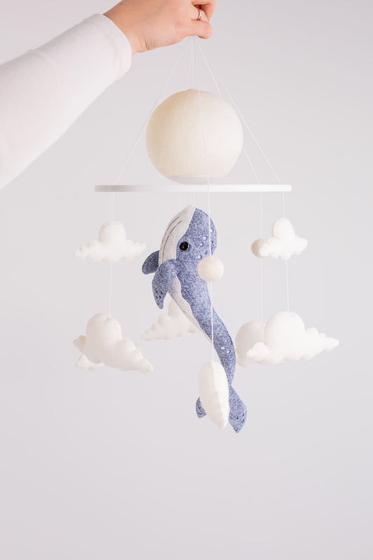 Whale Moon Baby Mobile Night Light Ocean Nursery Crib Mobile
