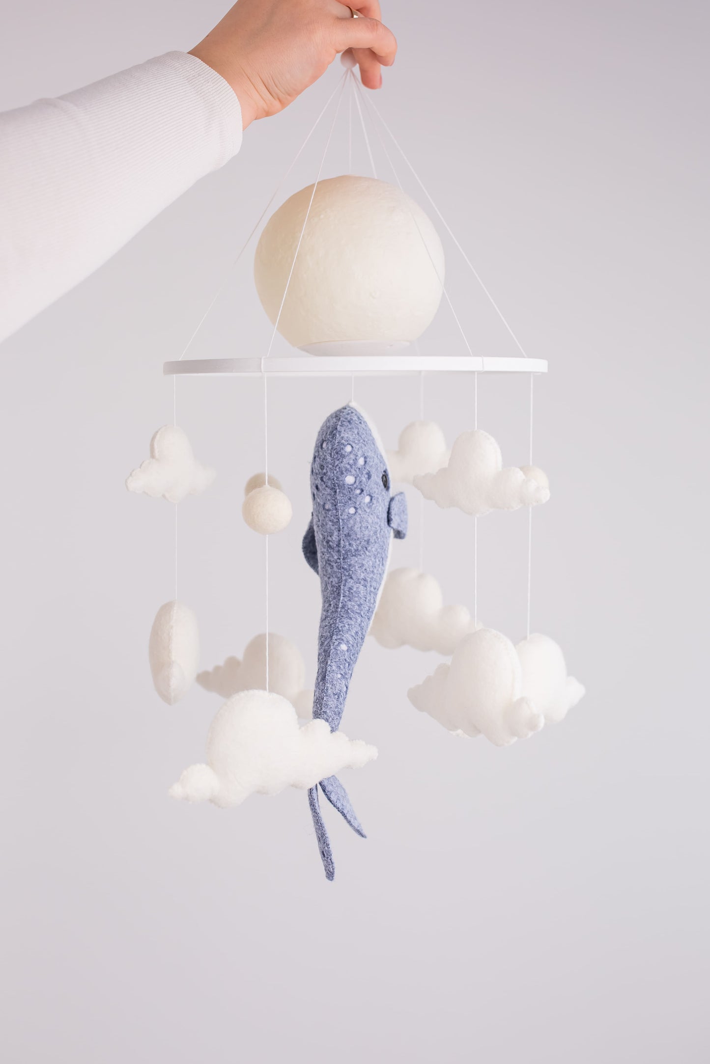 Whale Moon Baby Mobile Night Light Ocean Nursery Crib Mobile