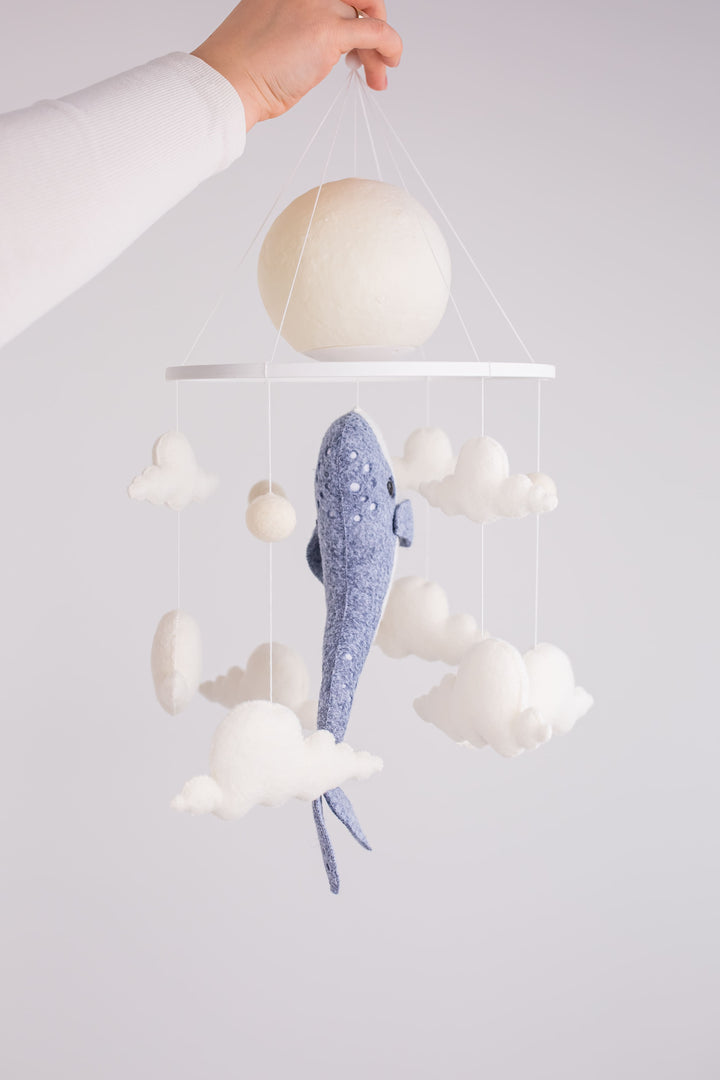 Whale Moon Baby Mobile Night Light Ocean Nursery Crib Mobile