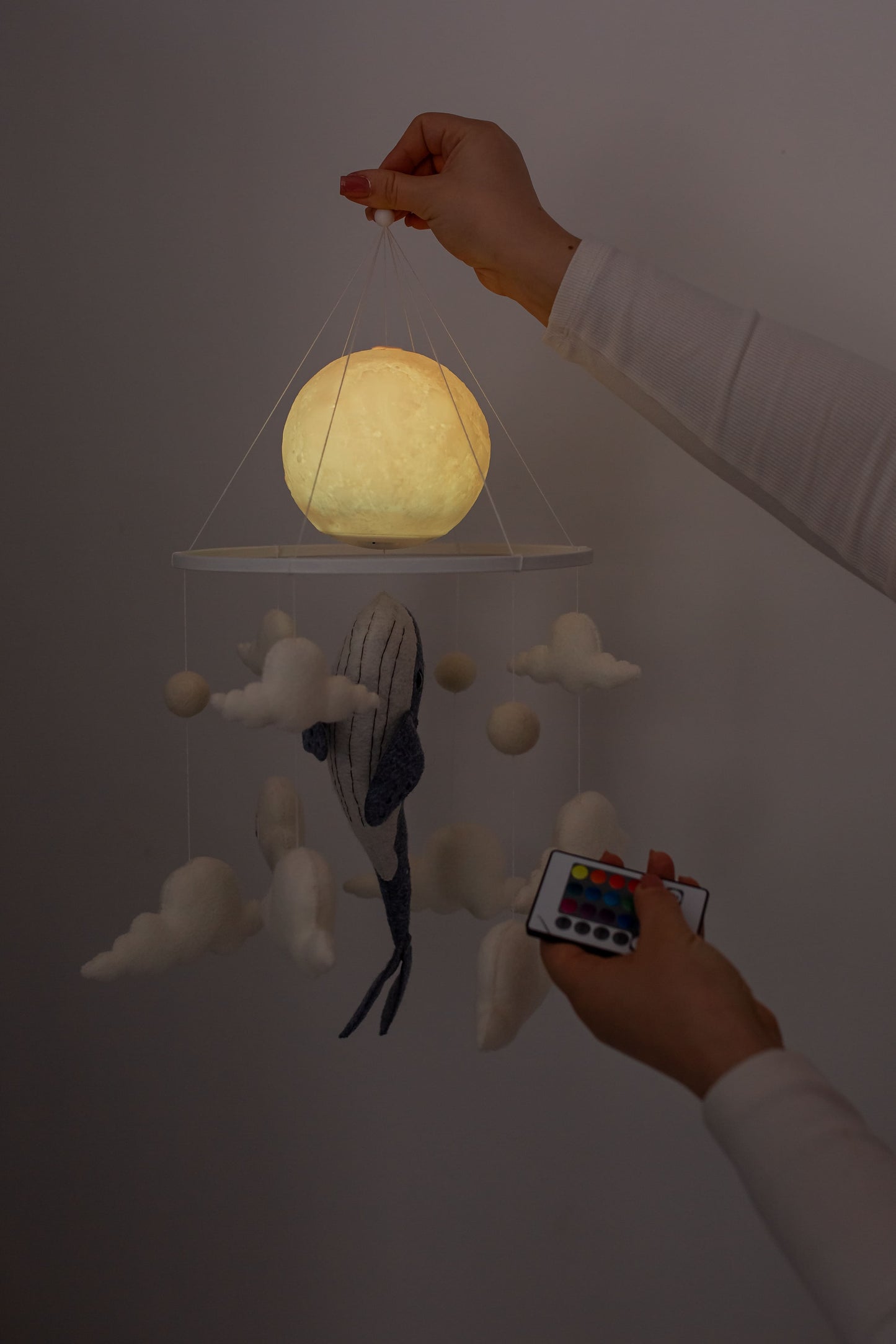 Whale Moon Baby Mobile Night Light Ocean Nursery Crib Mobile