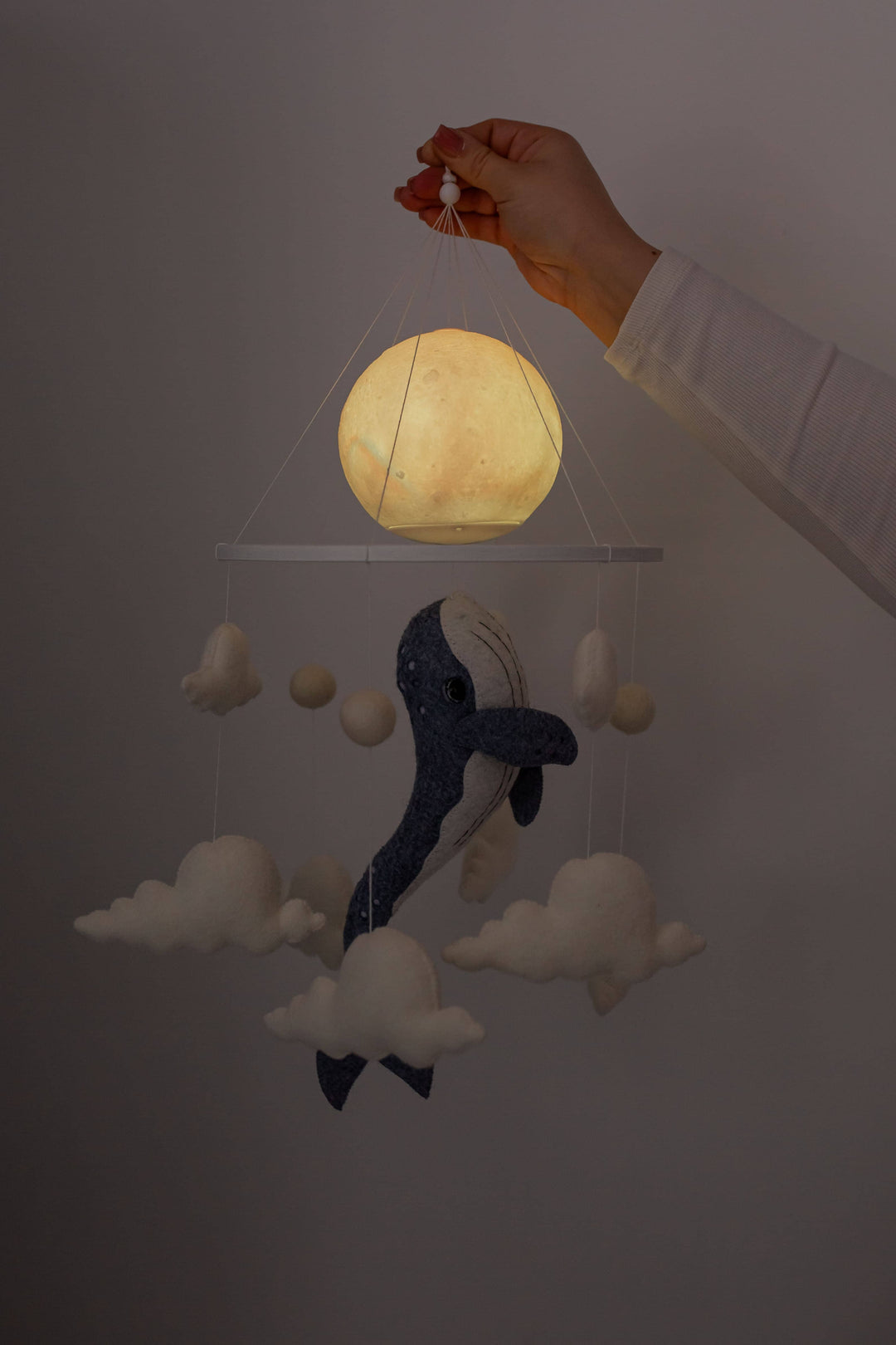 Whale Moon Baby Mobile Night Light Ocean Nursery Crib Mobile