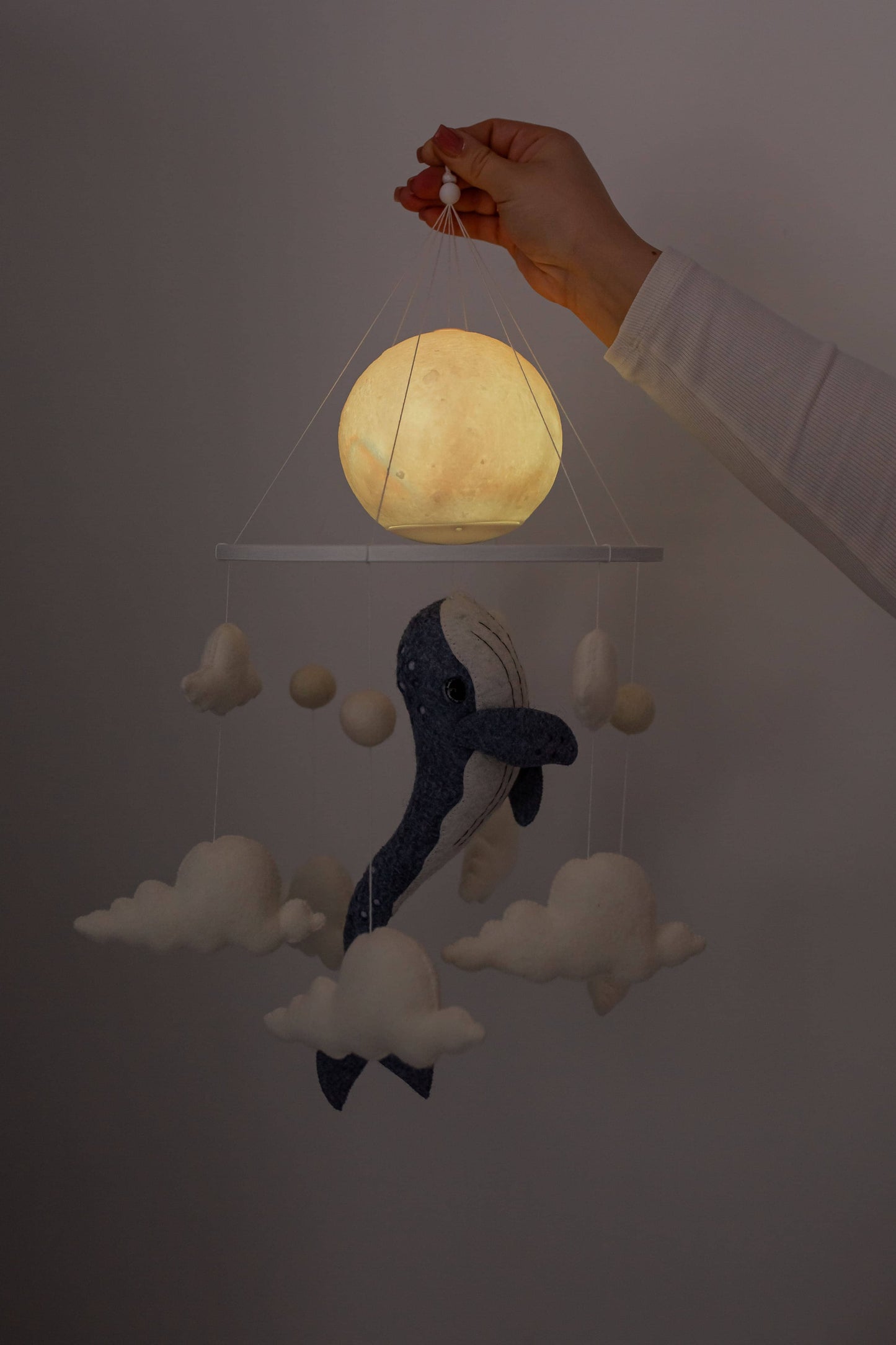 Whale Moon Baby Mobile Night Light Ocean Nursery Crib Mobile