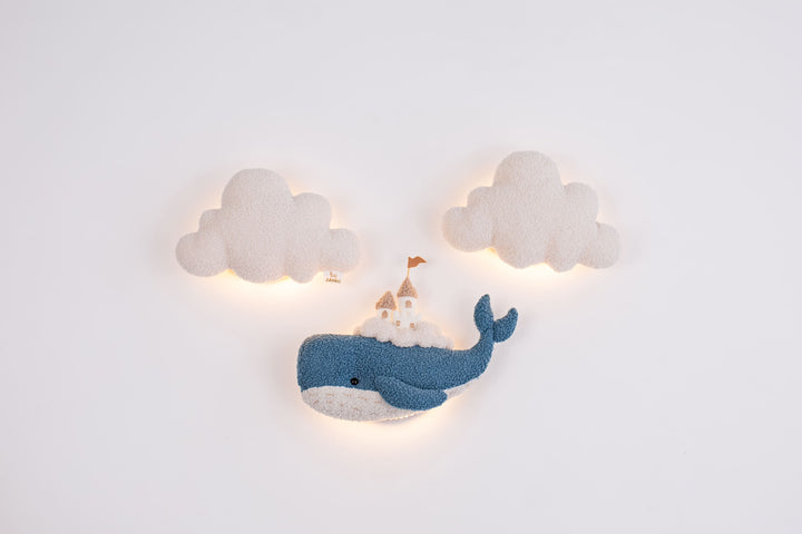 Whale Nursery Wall Light Set Cloud Night Light Nursery Wall Decor