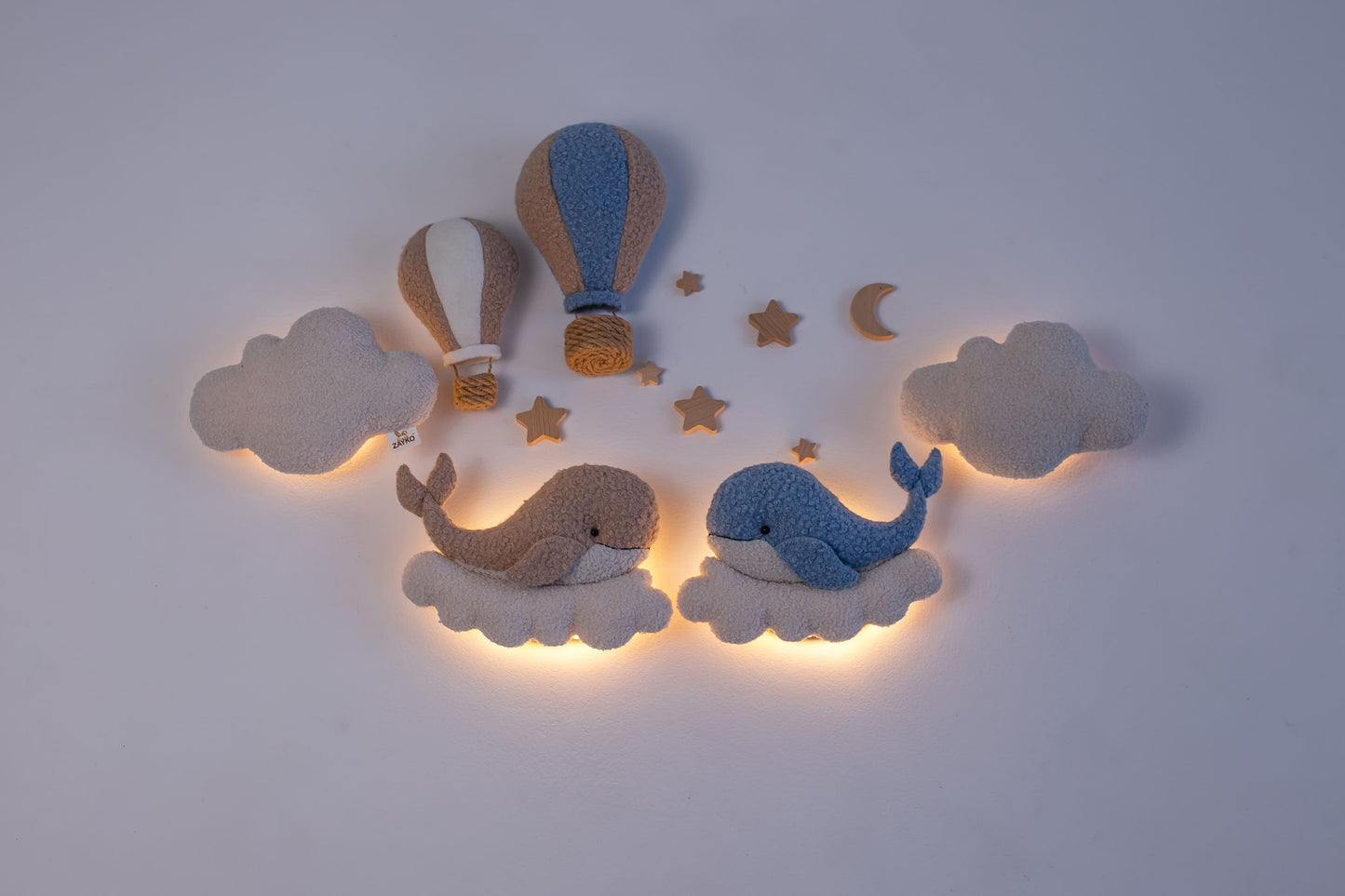 Whale Nursery Wall Light Set, Ocean Nursery Decor