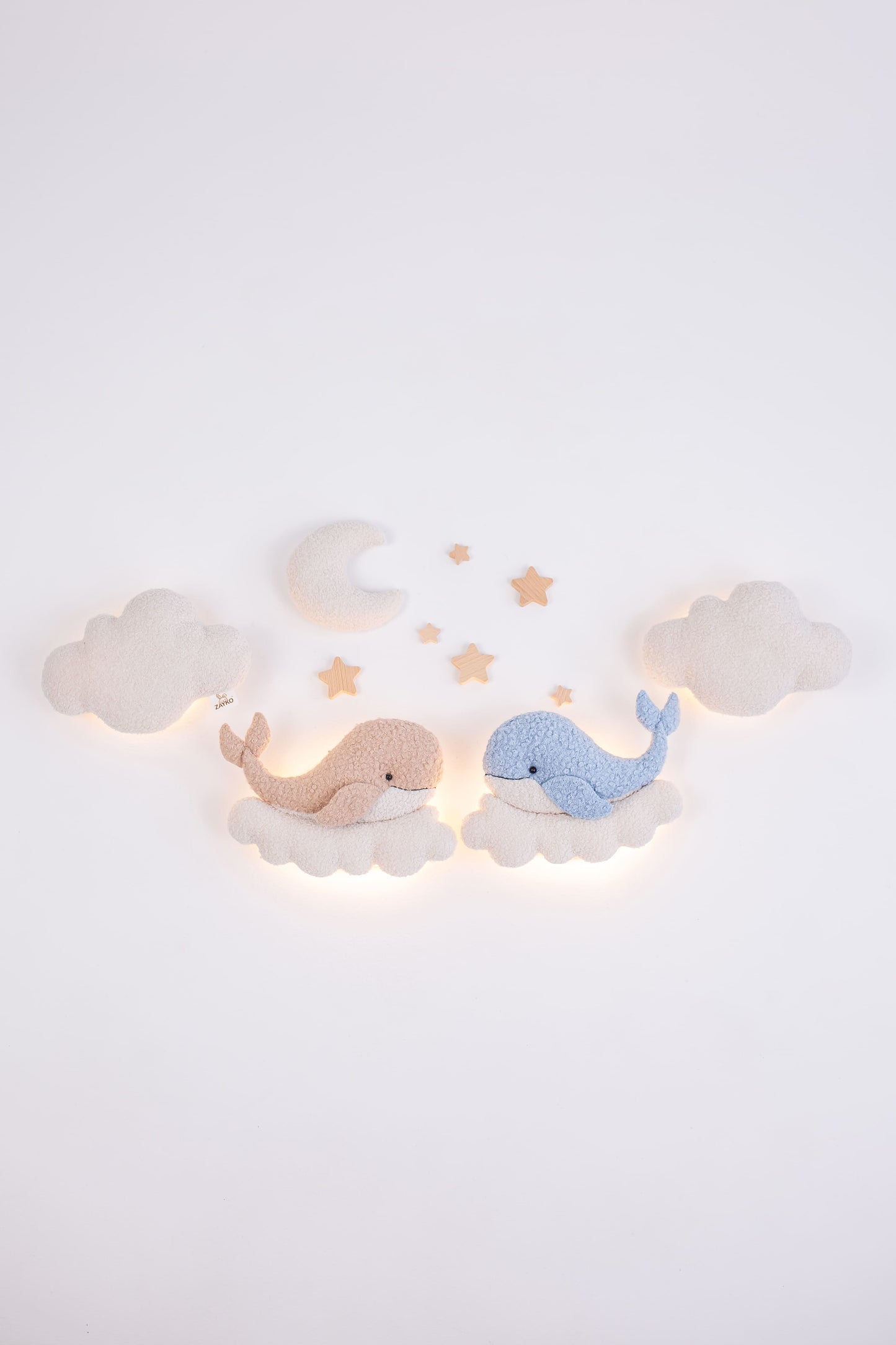 Whale Night Lights with Clouds, Moon and Stars