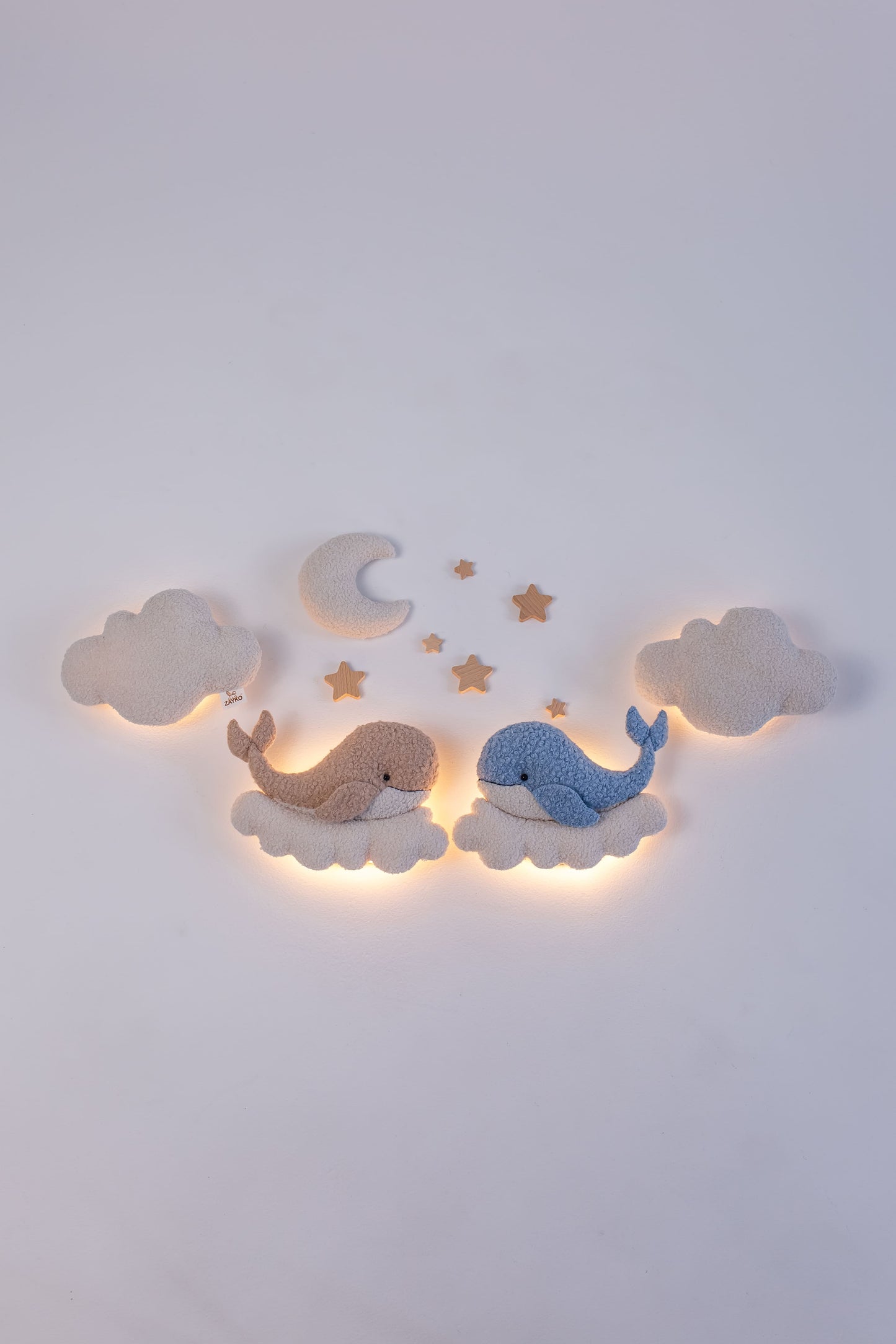 Whale Night Lights with Clouds, Moon and Stars