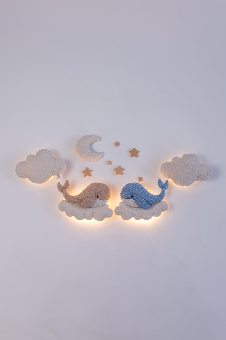 Whale Night Lights with Clouds, Moon and Stars