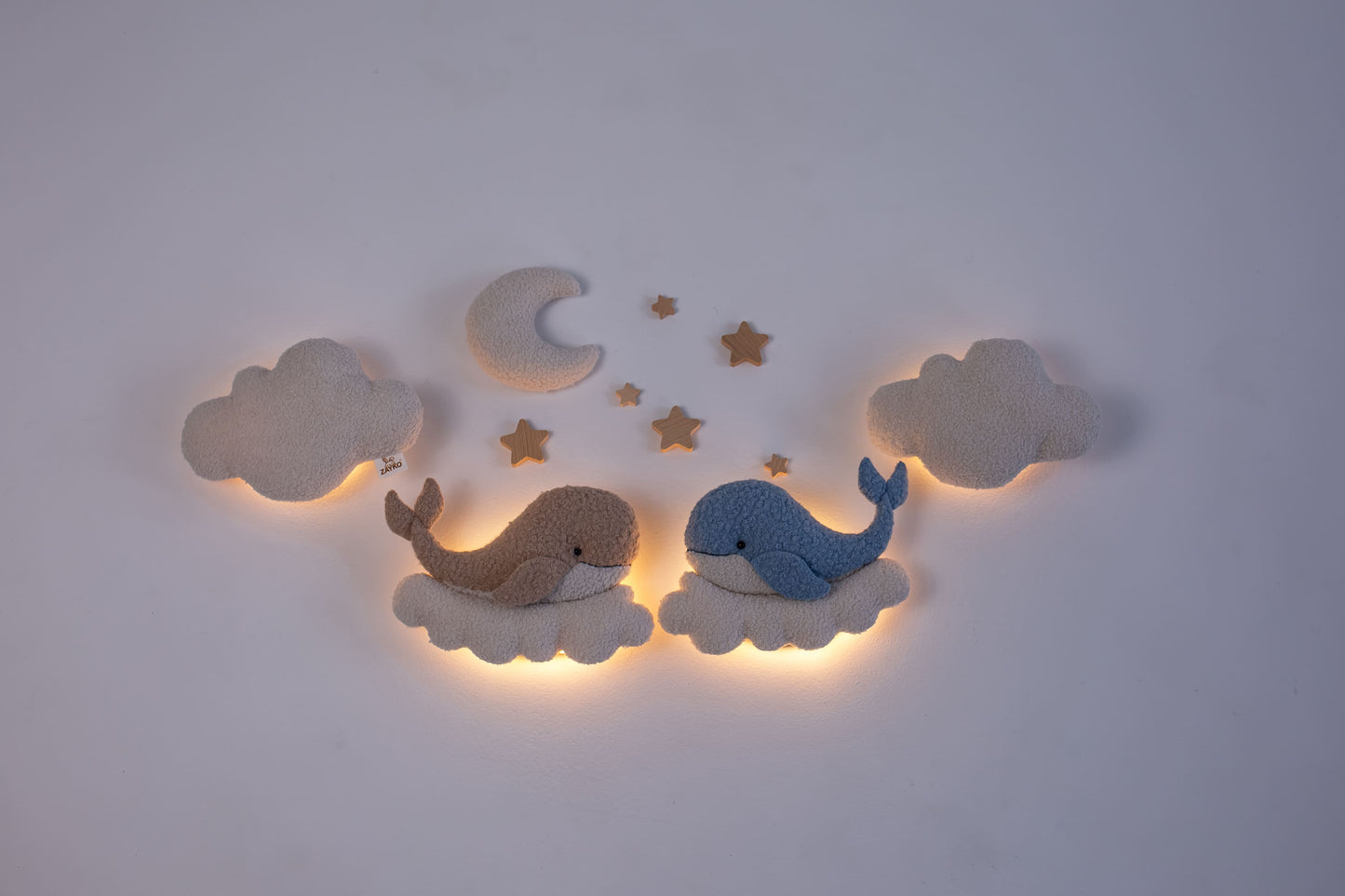 Whale Night Lights with Clouds, Moon and Stars