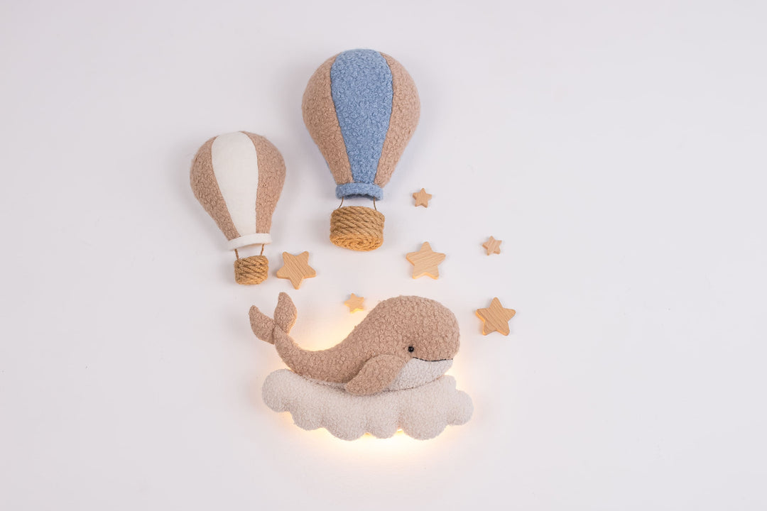 Whale Night Light with Hot Air Balloons