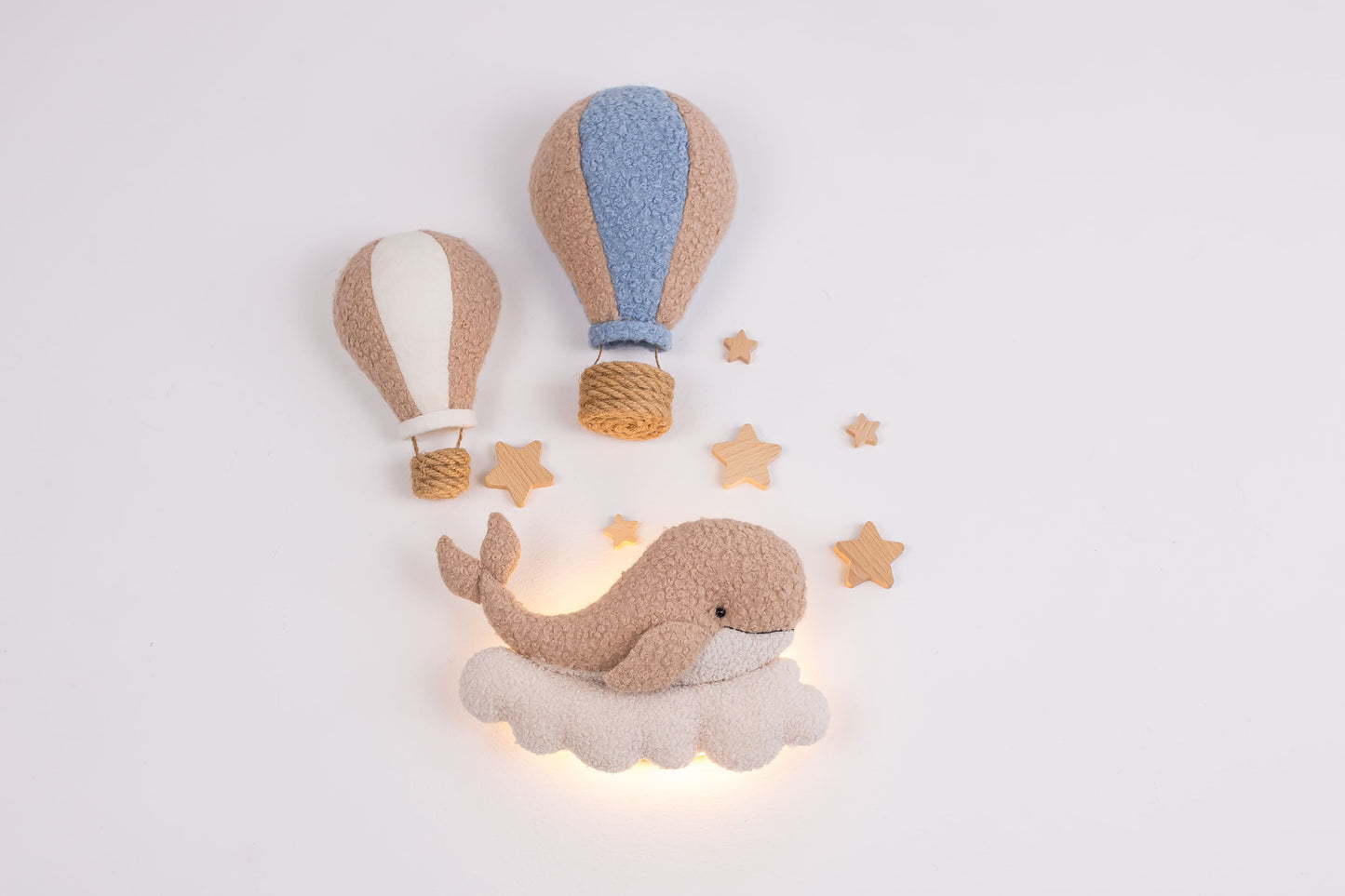 Whale Night Light with Hot Air Balloons