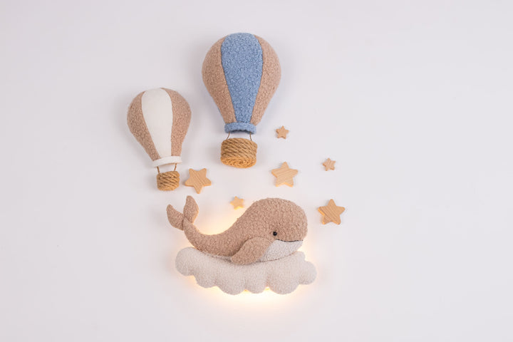 Whale Night Light with Hot Air Balloons
