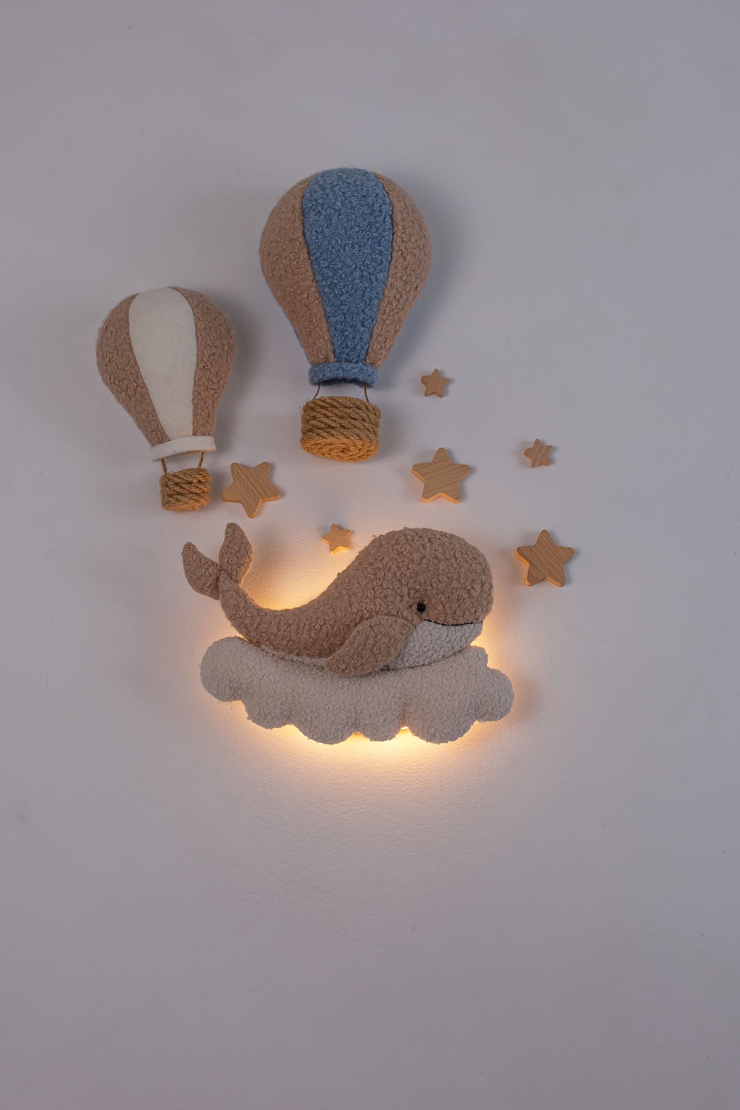 Whale Night Light with Hot Air Balloons