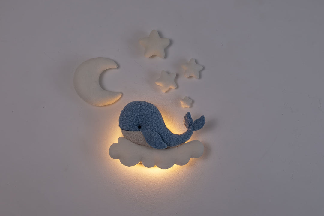 Whale Nursery Wall Light, Ocean Nursery Decor